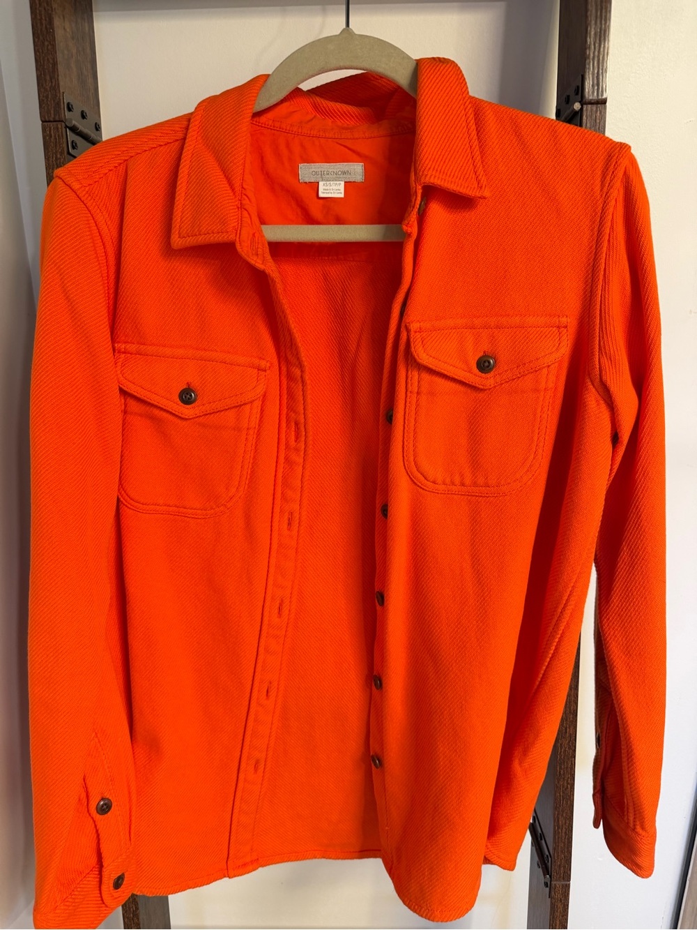 Bright Orange Outerknown Button-Up Shirt Jacket